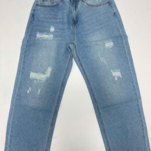 Quần jeans nữ ống đứng mài rách
