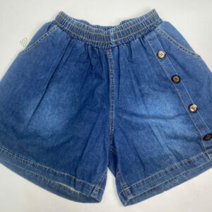Quần short jeans nữ ống rộng cạp chun khuy