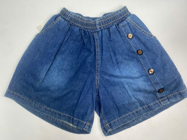 Quần short jeans nữ ống rộng cạp chun khuy