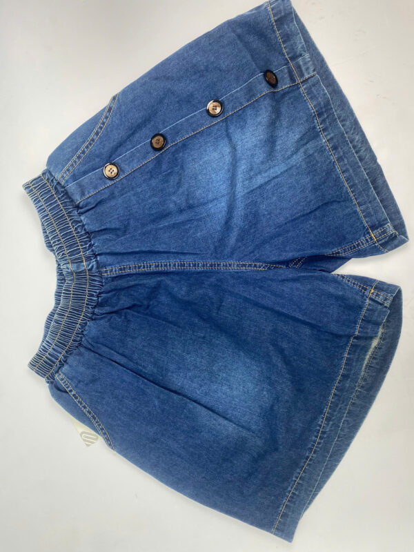 Quần short jeans nữ ống rộng cạp chun khuy - Ảnh 2