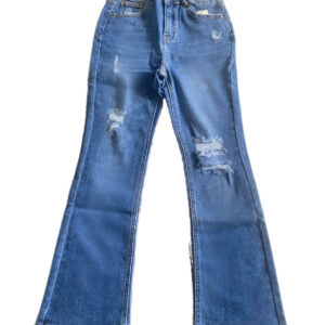 Quần Jeans Nữ Ống Vẩy Rách Gấu Thường Xanh Đậm