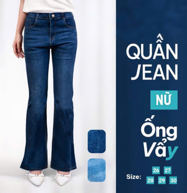Quần Jeans Nữ Ống Vẩy Cạp Thường Ria mèo đùi - Ảnh 3