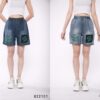 Quần short jeans nữ cạp chun thêu