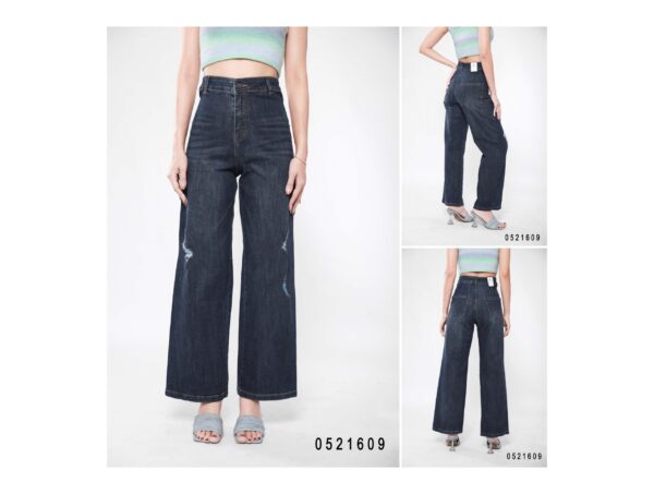 Quần Jeans Nữ Cạp Cao Ống Rộng - Ảnh 2