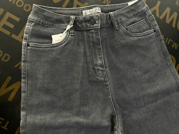Quần jeans nữ ống rộng trơn - Ảnh 3