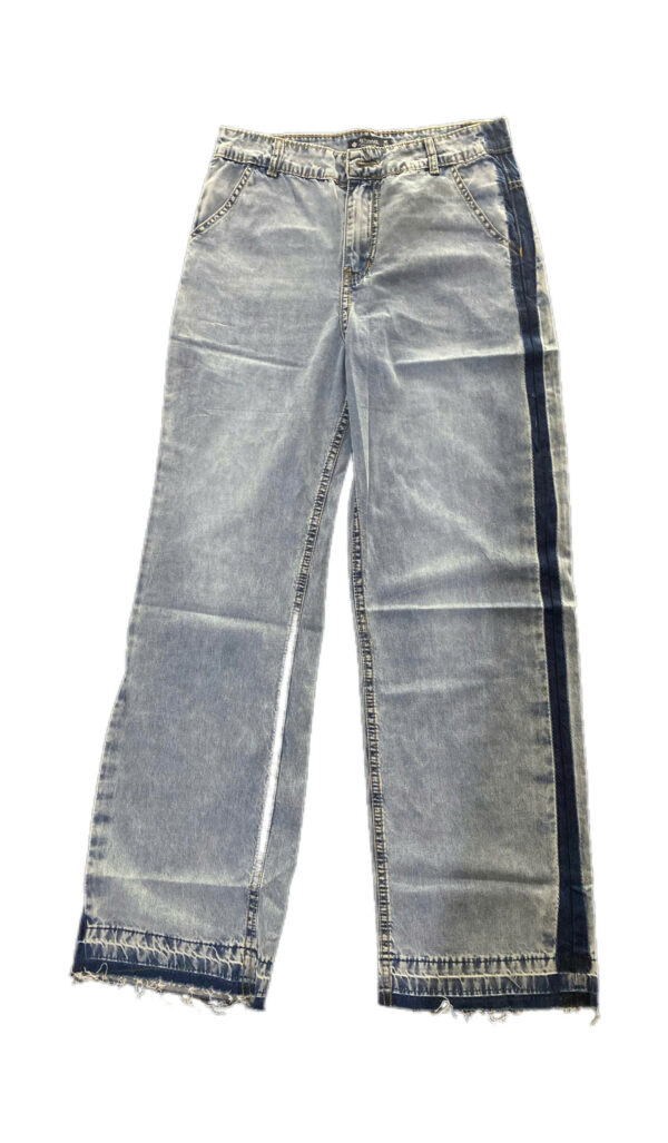 Quần jeans nữ ống rộng hiệu ứng sườn - Ảnh 2