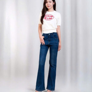 Quần Jeans Nữ Ống Vẩy Cạp Thường Ria mèo đùi